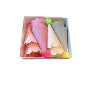 Meri Meri Party Hats Glitter Cone Pom Pom 8 Chapeaux